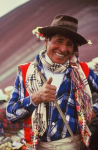 Peruvian native giving thumbs up and smiling